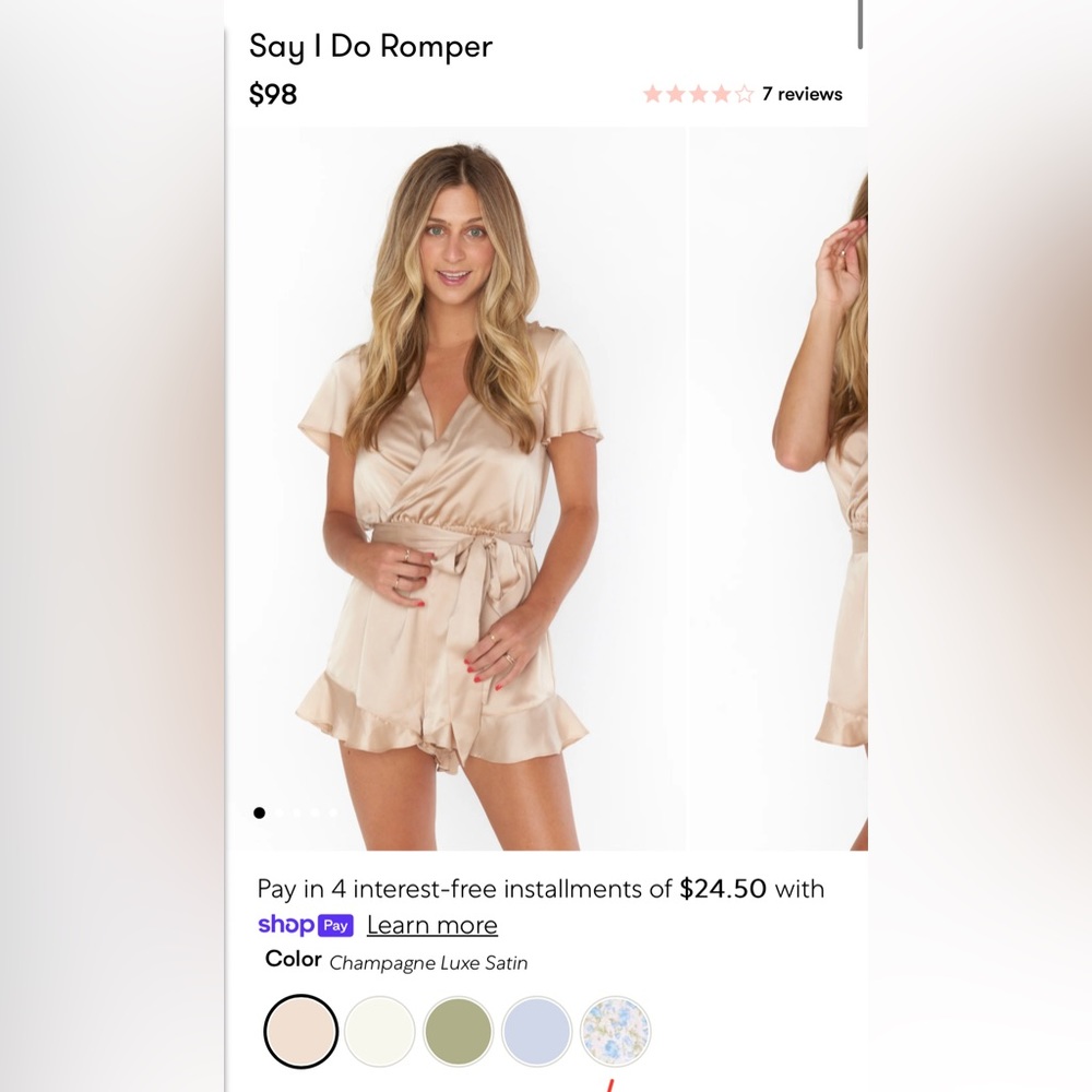 Show me your MuMu say I do romper In champagne color